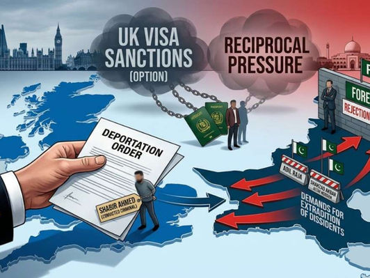 UK threatens visa sanctions on Pakistan over deportation of Rochdale grooming gang leader Shabir Ahmed.