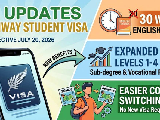 New Zealand expands Pathway Student Visa from July 20, 2026 with 30-week English study, flexible course switching, and wider programme access.