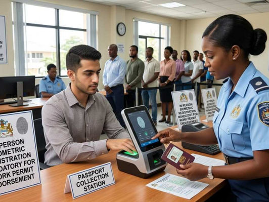Guyana introduces strict in-person requirement for work permit endorsements with mandatory biometric registration, effective 2026.