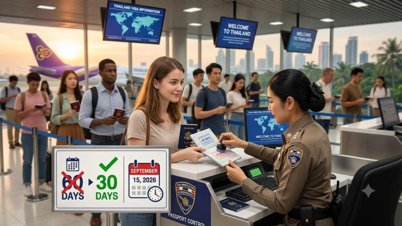 Photo: visasupdate.com Thailand Cuts Visa-Free Stay to 30 Days Starting September 15