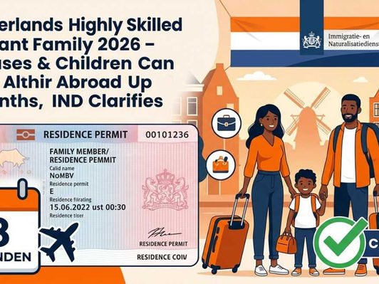 Netherlands highly skilled migrant family members can stay abroad up to 8 months according to IND clarification, with conditions including work-related travel and maintained Dutch address.