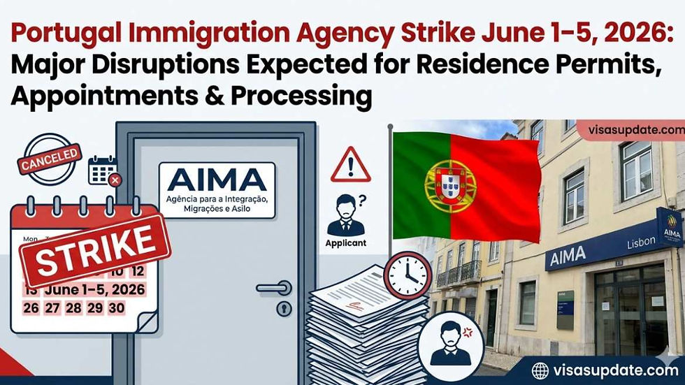 Portugal immigration agency strike from June 1 to 5, 2026 causing major disruptions to residence permits, appointments, and processing at AIMA.