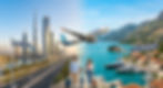 Montenegro visa-free for UAE residents 2026 – illustration showing the Montenegrin coast with UAE flag, passport, and airplane, representing the temporary 10-day visa waiver for eligible UAE residents valid until October 1, 2026.
