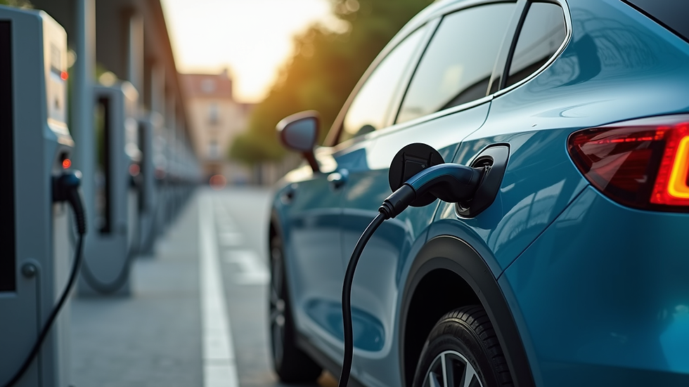 Eye-level view of a modern electric vehicle charging station