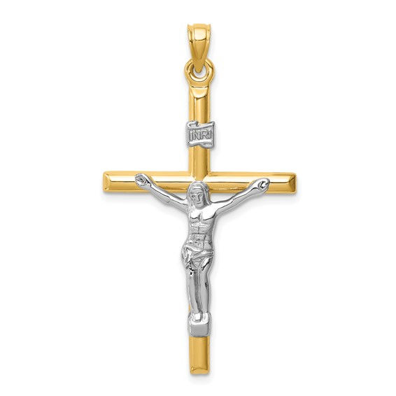 14kt Two-tone Hollow Crucifix Pendant