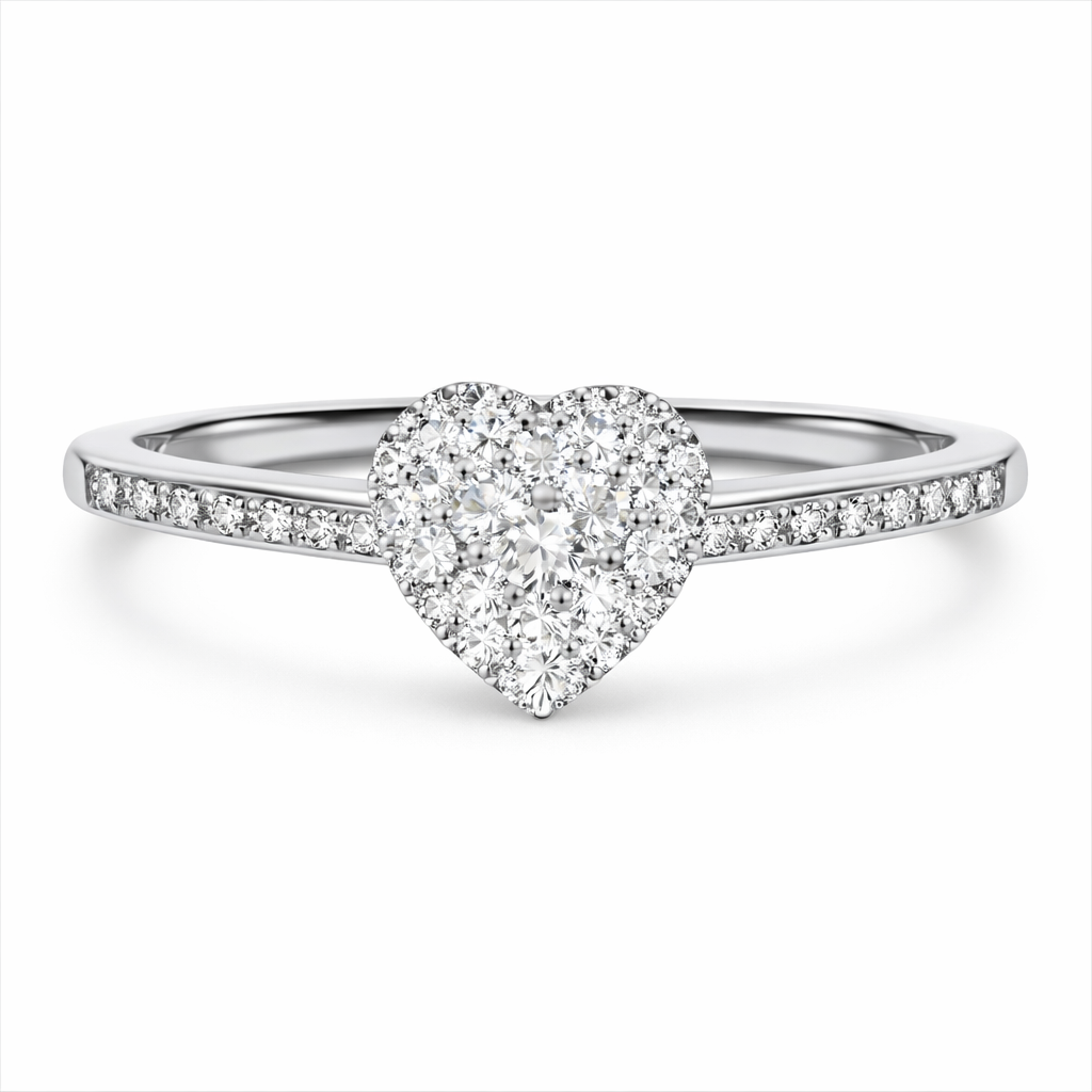 14kt White Gold Diamond Heart Cluster