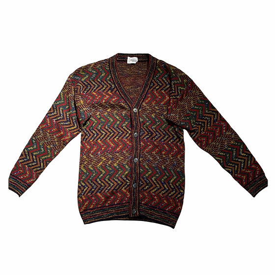トップス vintage made in italy MISSONI cardigun n XL 80s Missoni Uomo Blue Wavy Striped Knit Cardigan – Flying