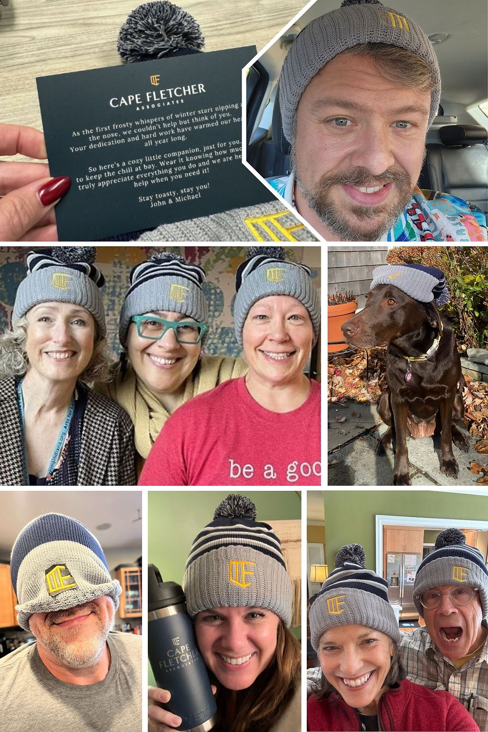 An image of people wearing branded hats from Cape Fletcher Associates.