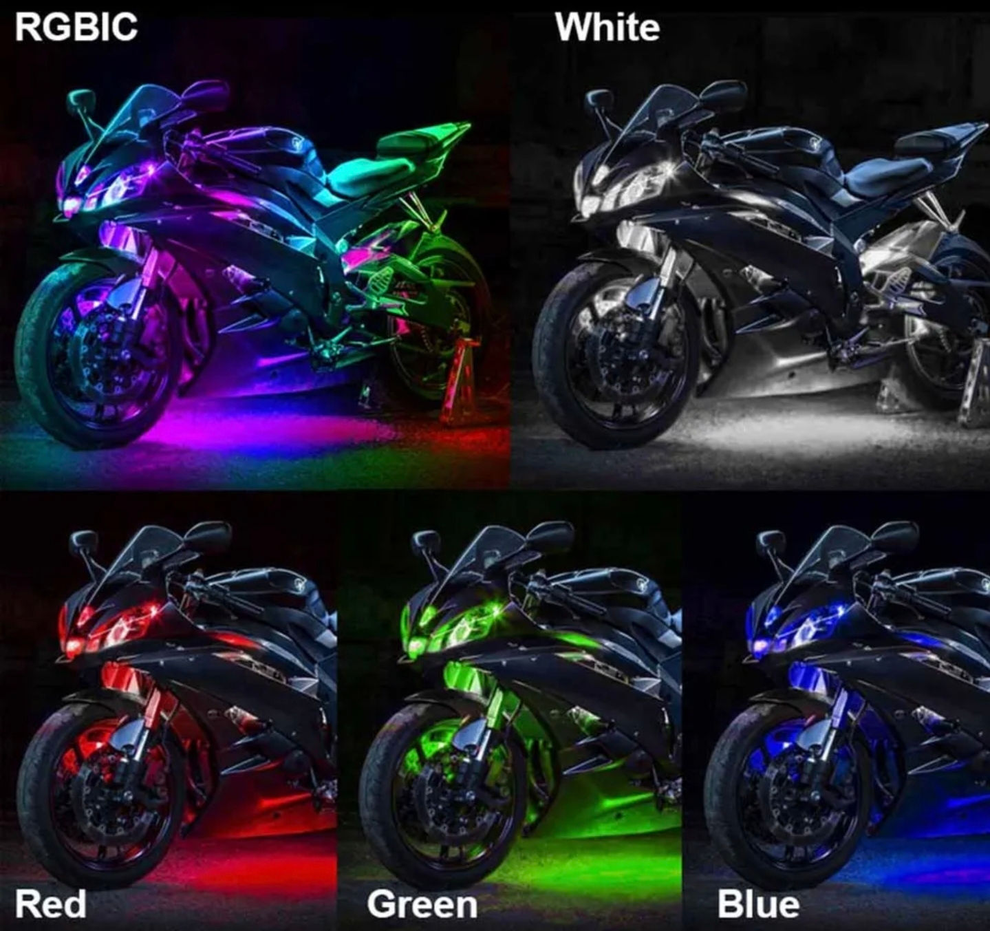 Lightzz Out 12 Piece RGBIC Dream Color Chasing Motorcycle Underglow Kit