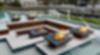 Outdoor patio with multiple fire pits