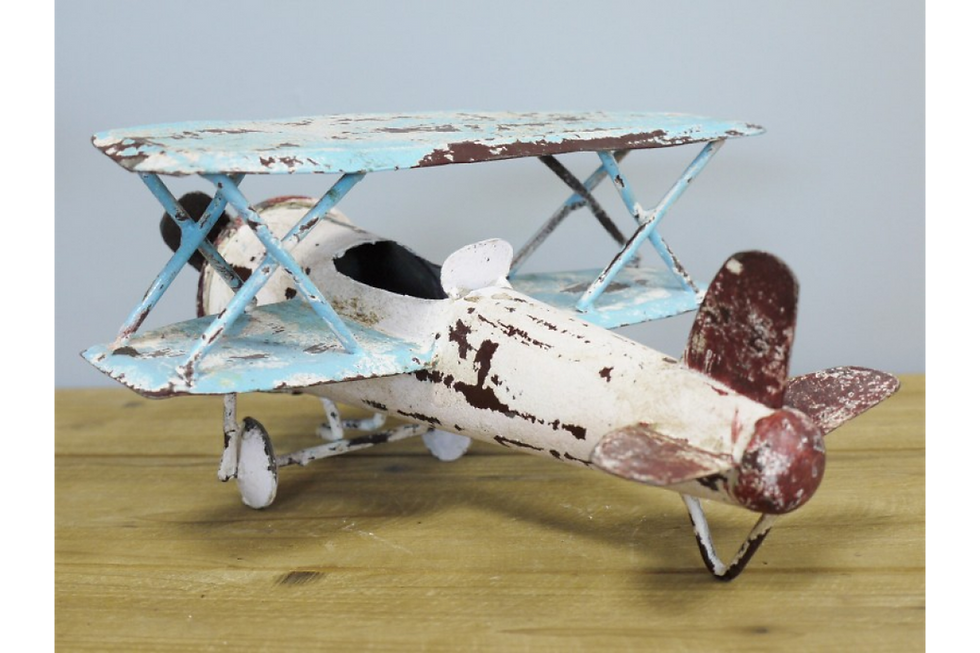 Large Retro Vintage Metal Aeroplane Ornament