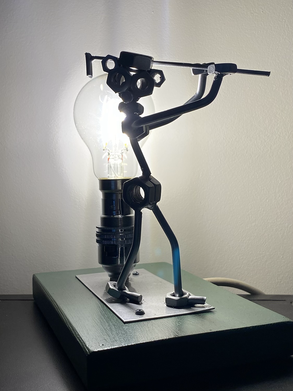 Thumbnail: Up Cycled Handmade Lamp - Nuts & Bolts Golfer