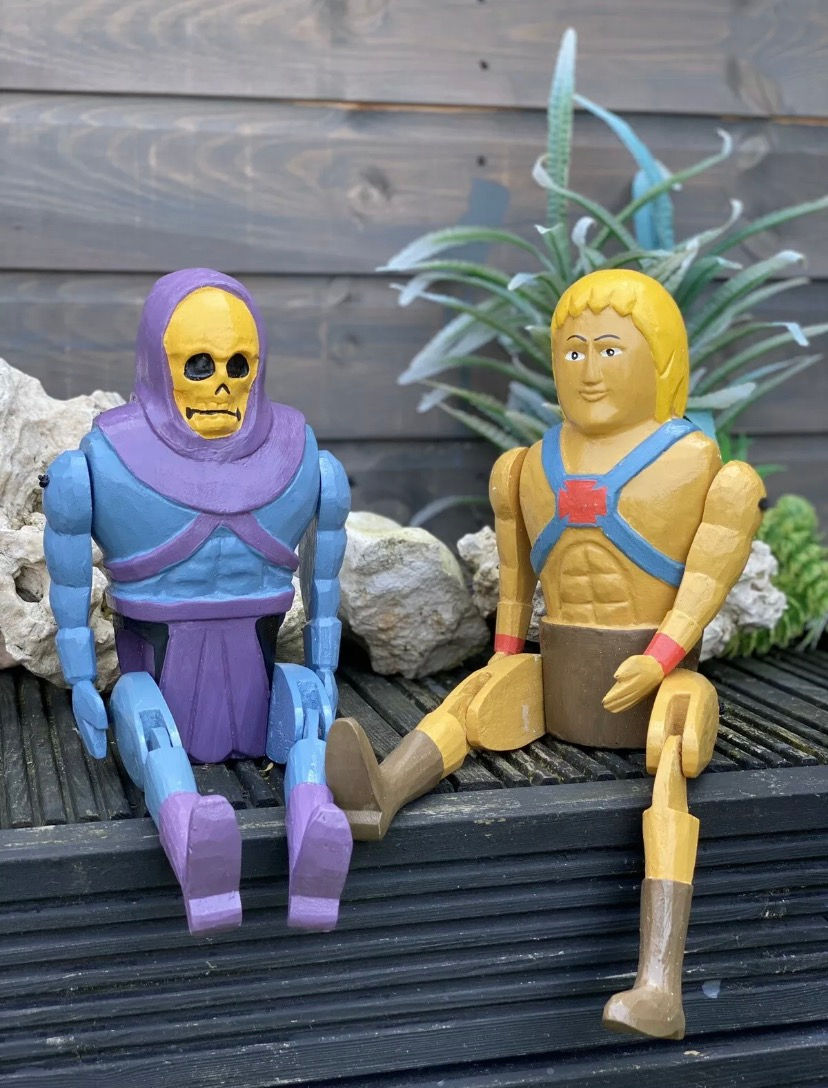 Skeletor & He-Man Wooden Cartoon Puppet Hand Made (Pair)