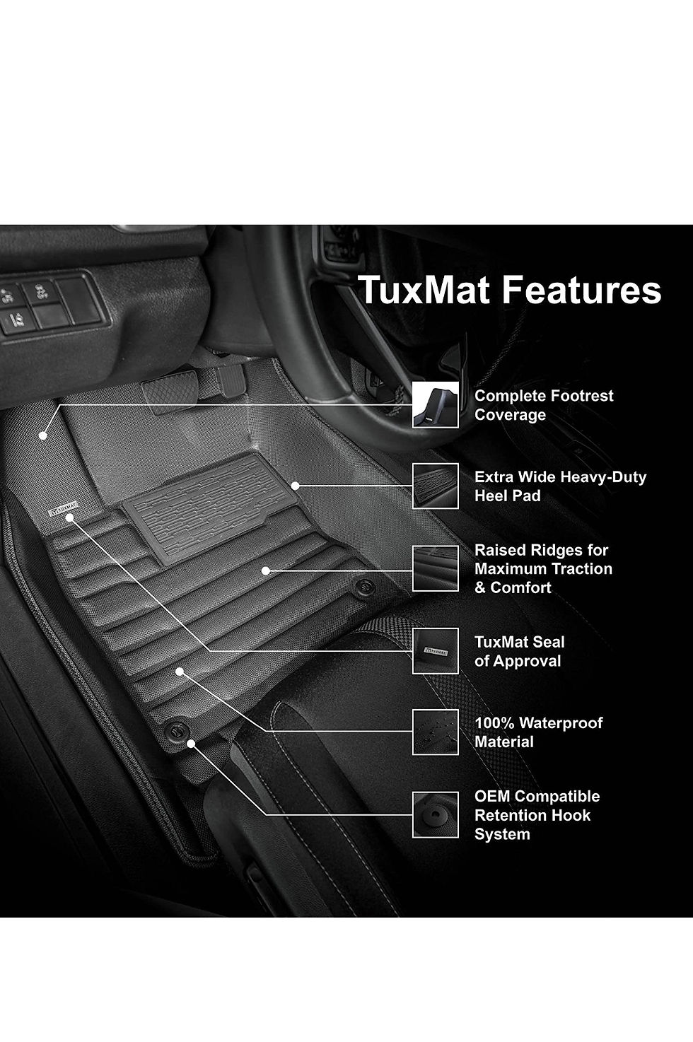 Thumbnail: TuxMat - for Hyundai Kona Electric 2019-2022 Models - Custom Car Mats- A Weather