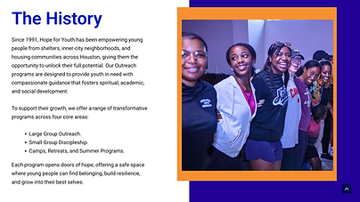 SEO Optimized Content - Hope for Youth Houston Redesign Website Image - After Lucius King Website Building Services