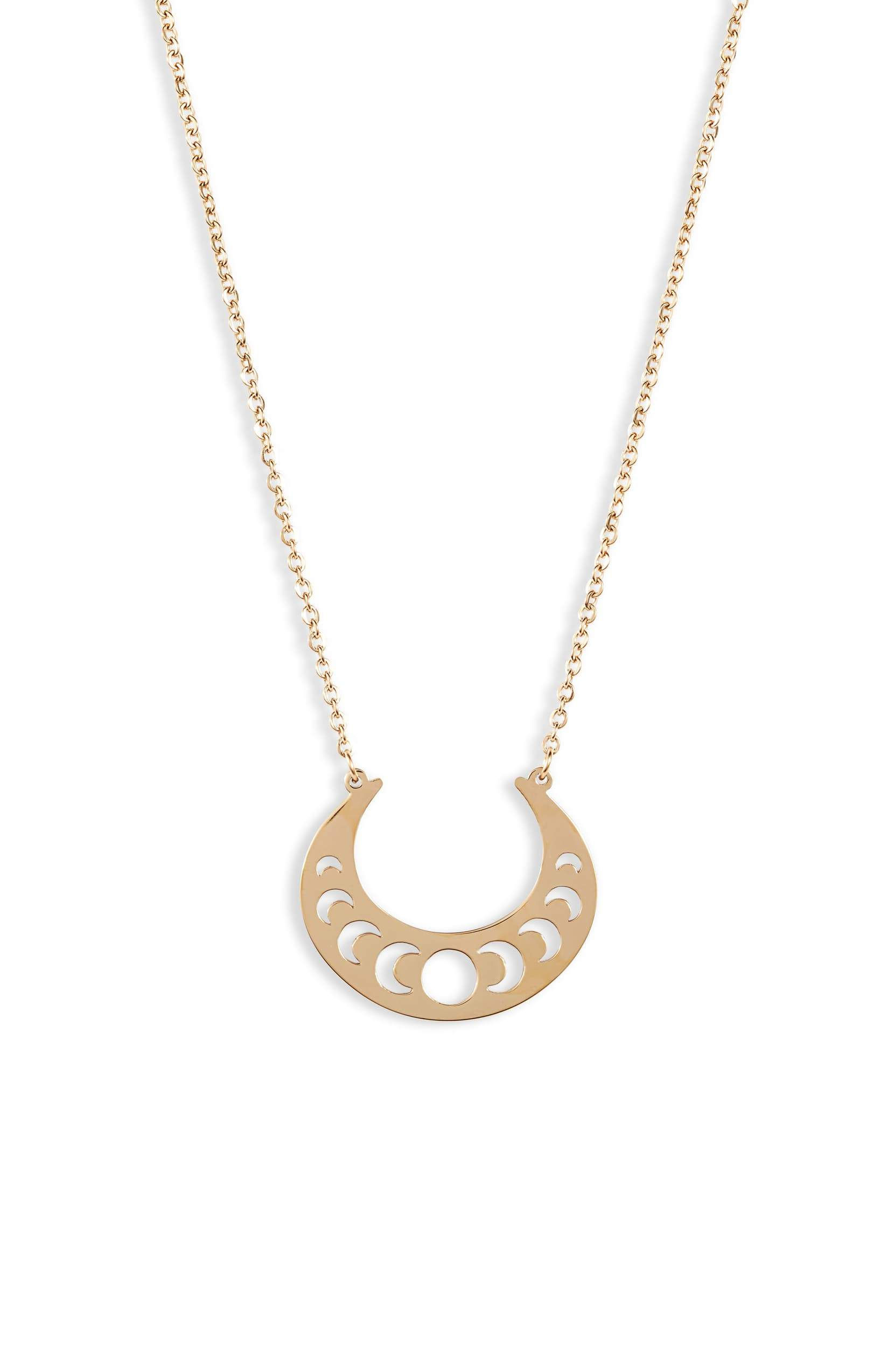 Open Crescent Focal Necklace - Gold
