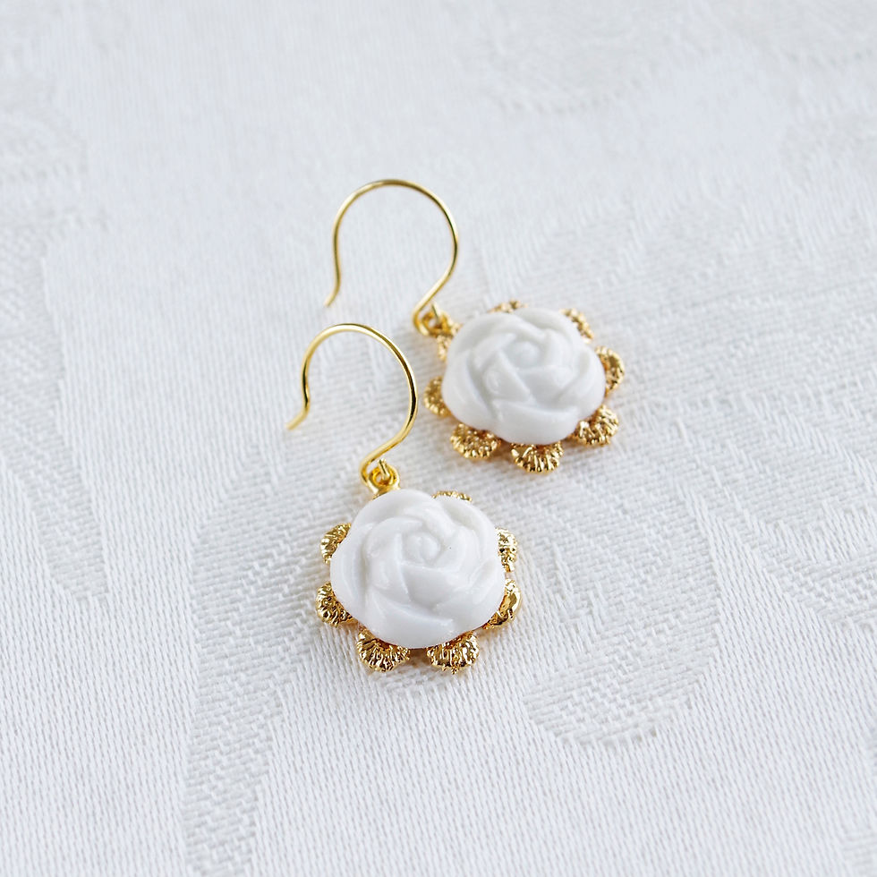 Thumbnail: Everyday Porcelain Camellia Flower Charm Earrings