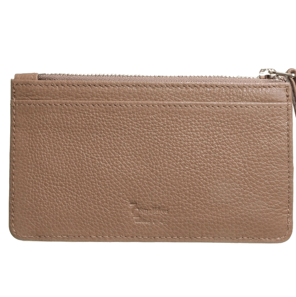 5 Credit Card Pebbled Leather Card Wallet With Zip Beaver