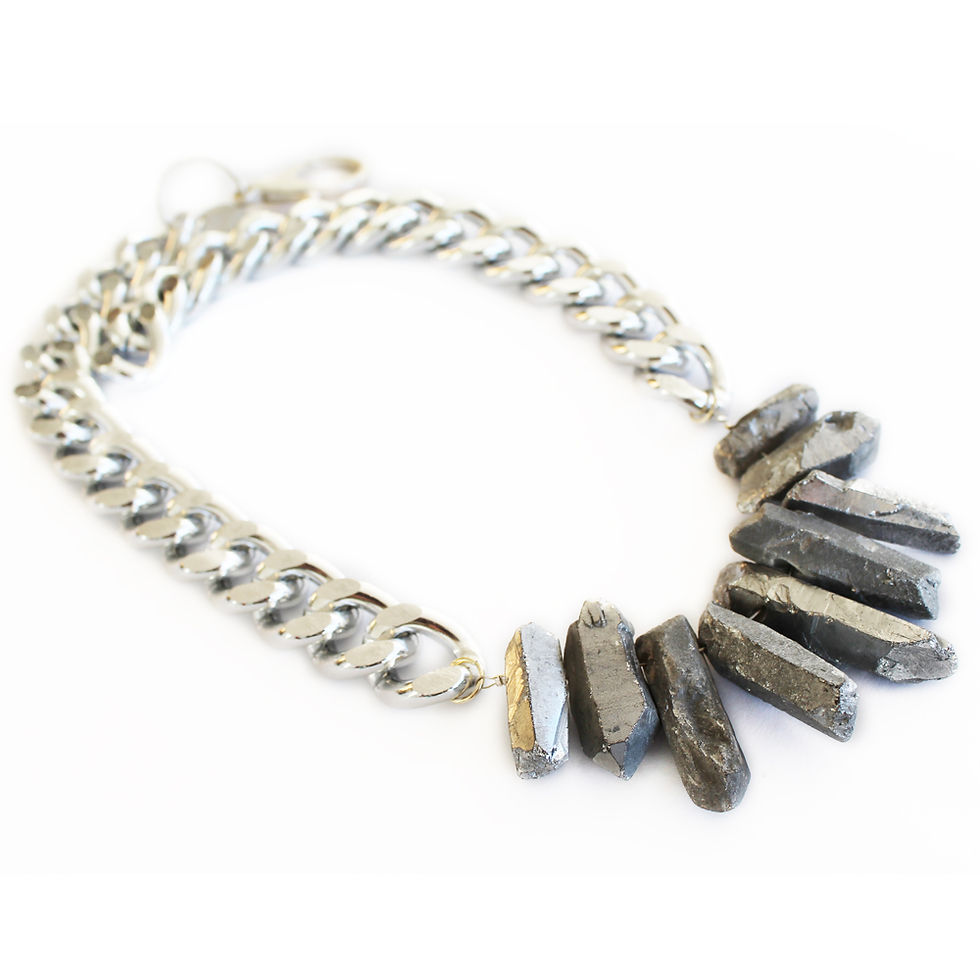 Thumbnail: Rocked Up Crystal Quartz Necklace - Silver