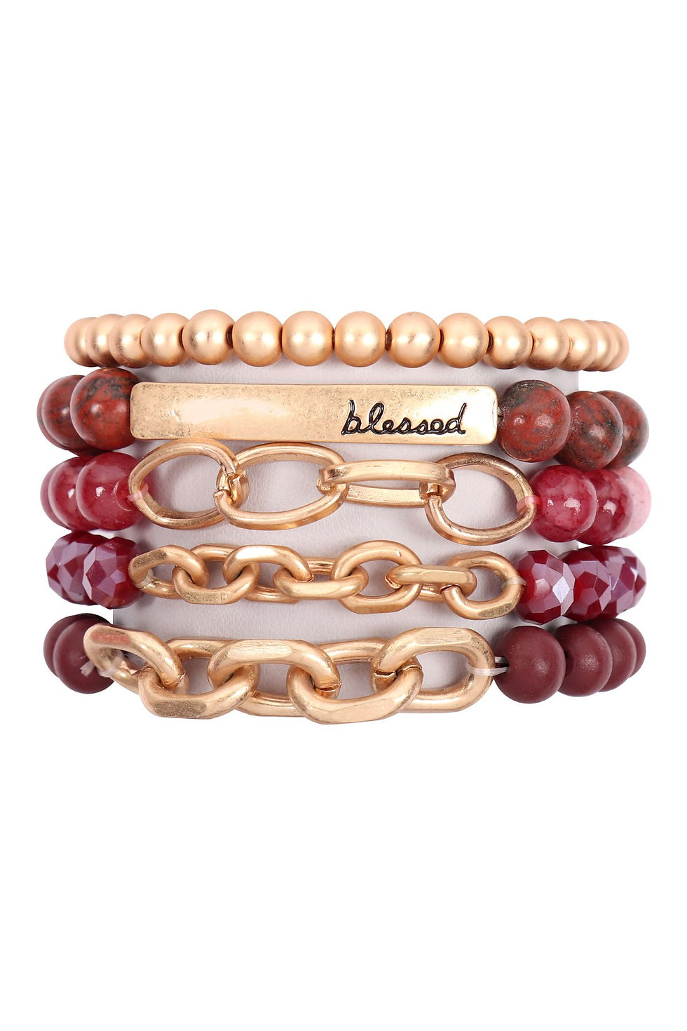 Thumbnail: Hdb2996 - "Blessed" Charm Multiline Beaded Bracelet
