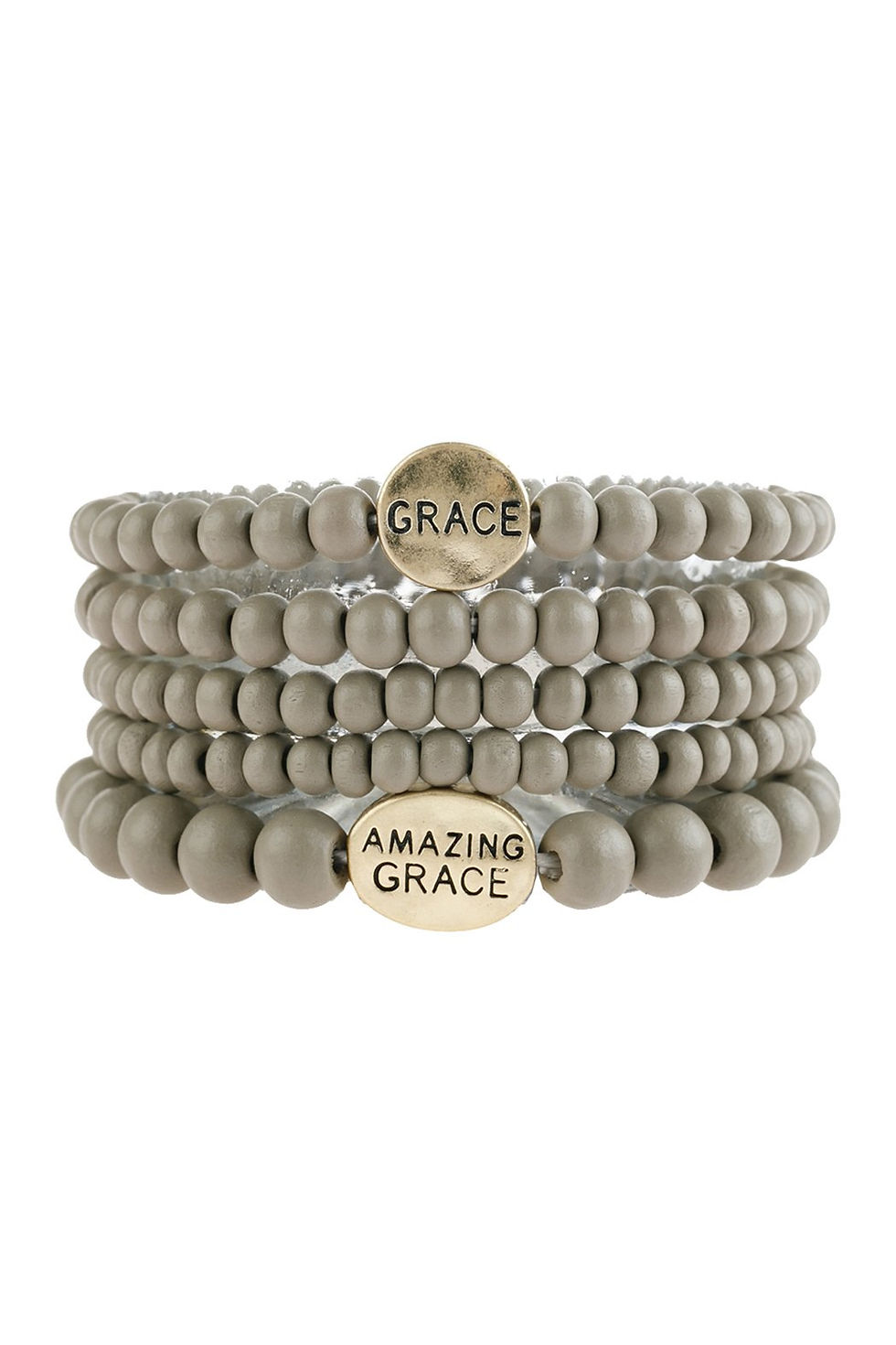 Thumbnail: "Grace" Wood Stackable Beaded Bracelet