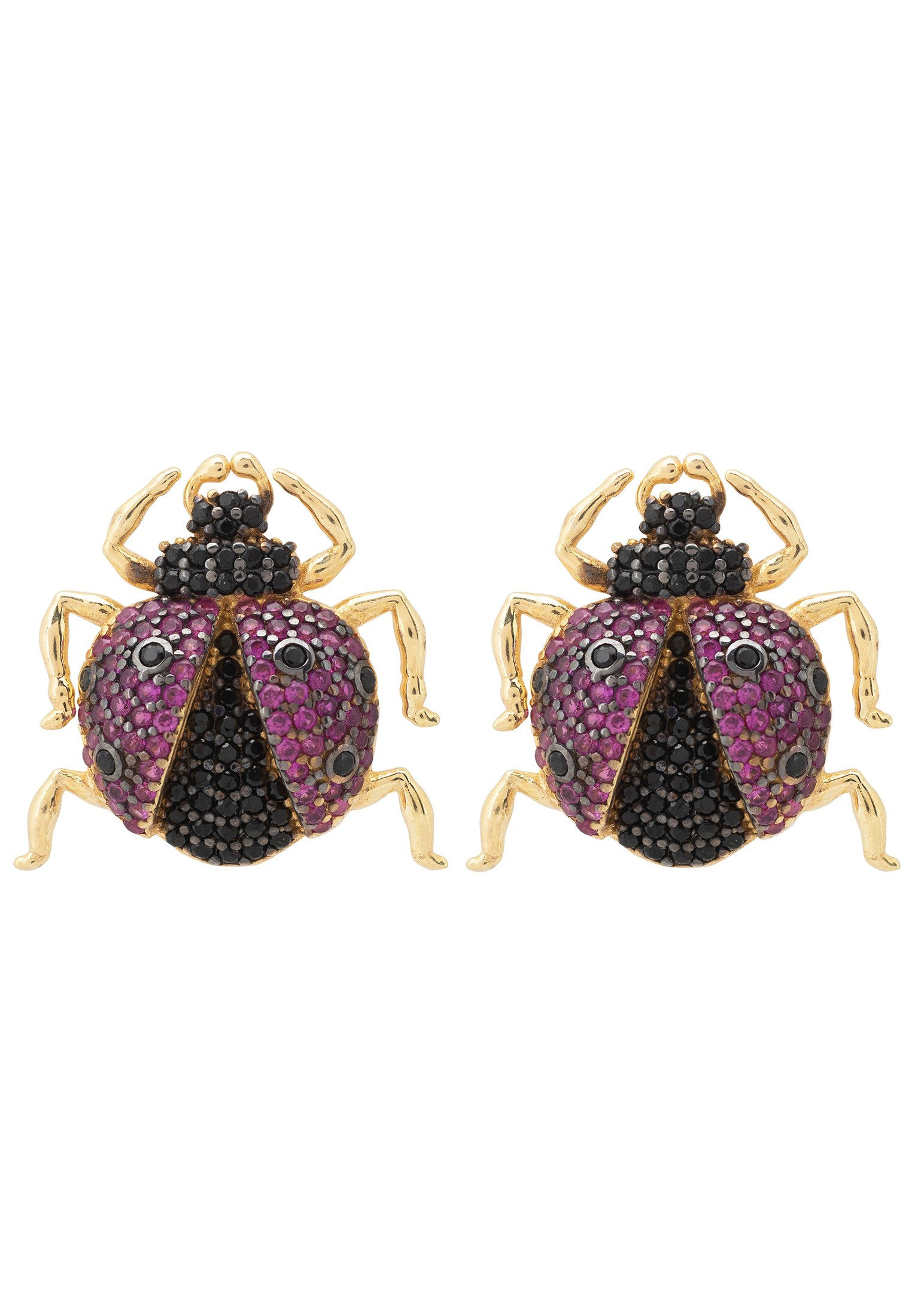 Ladybird Large Bug Stud Earrings Gold