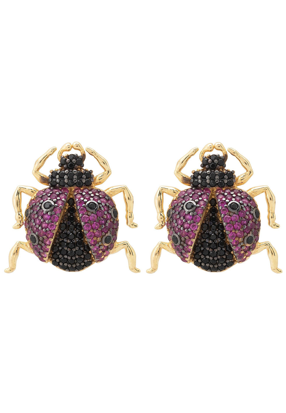 Ladybird Large Bug Stud Earrings Gold