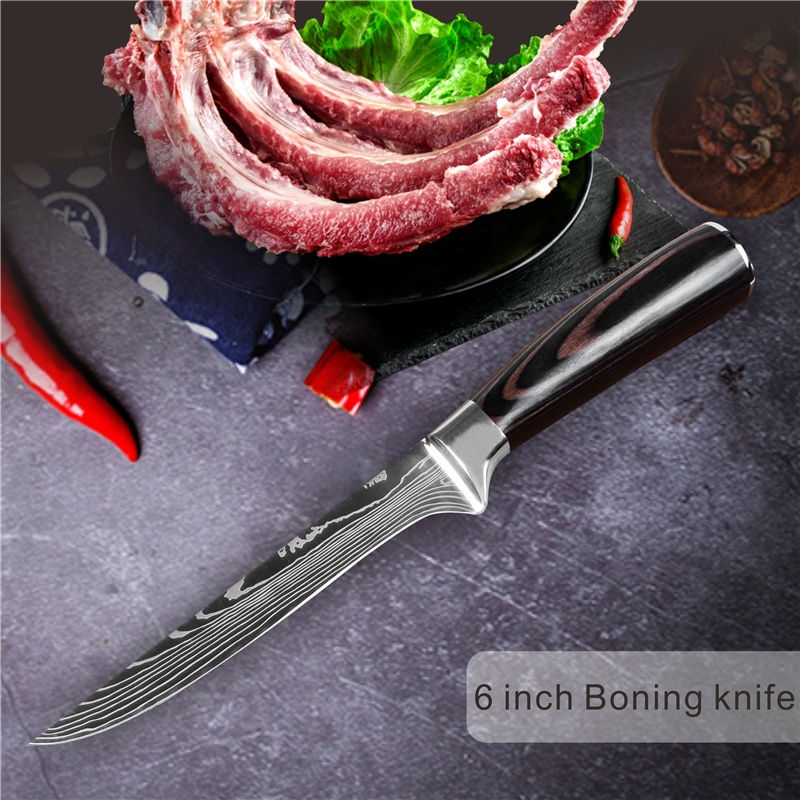 Thumbnail: Multi-Purpose Damascus Pattern High Carbon Stainless Steel Kitchen Knife Set