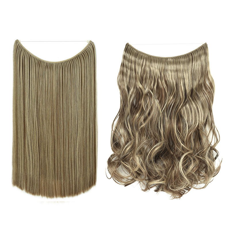 Straight Synthetic Invisible Hairline Wig No Clip In Invisible Wire Hair Extens