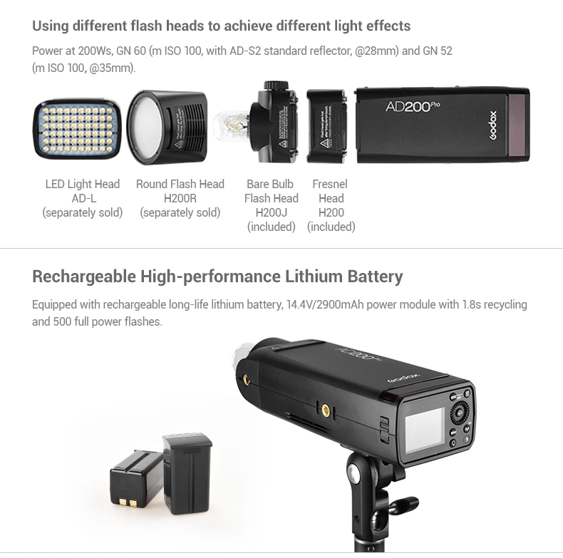 Thumbnail: Godox AD200 Pro Pocket Flash Strobe With 200Ws 1/8000HSS 500 Full Power Flashes