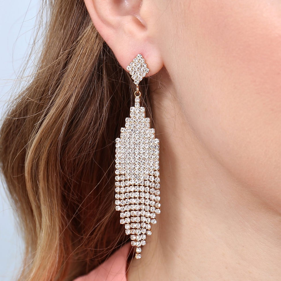 Thumbnail: Bridal Rhinestone Post Dangling Earrings