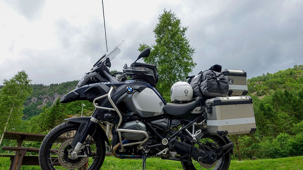 Explore Norway's stunning landscapes on a touring motorcycle equipped for adventure travel.