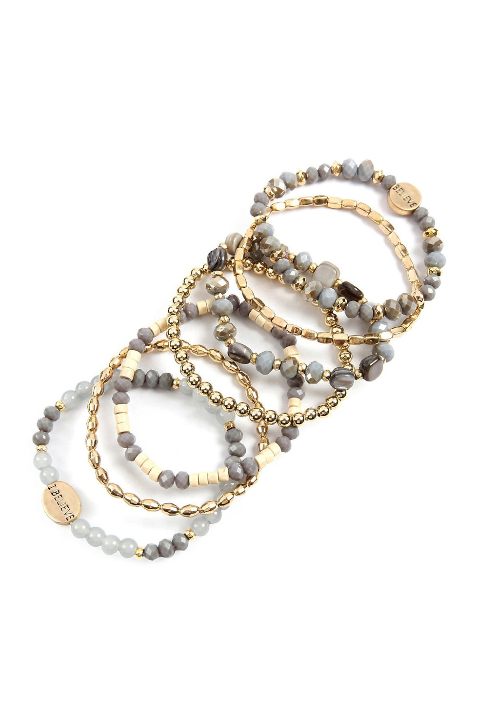 Thumbnail: "I Believe" Charm Mix Beads Bracelet