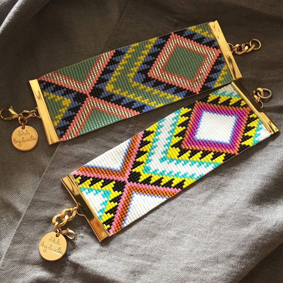 Thumbnail: XO Acapulco Tribal Print Bracelet - White / Khaki