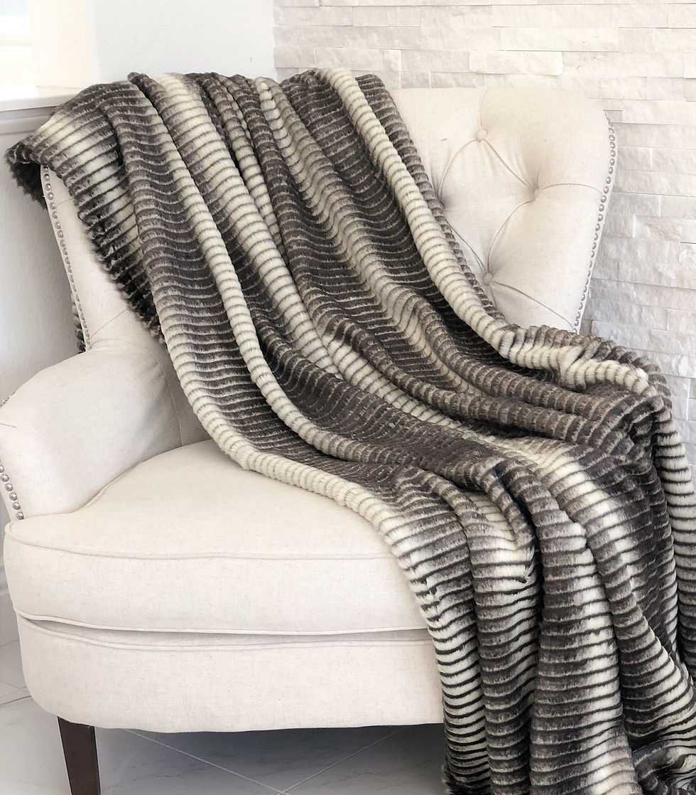Thumbnail: Gray and Taupe Faux Fur Luxury Throw