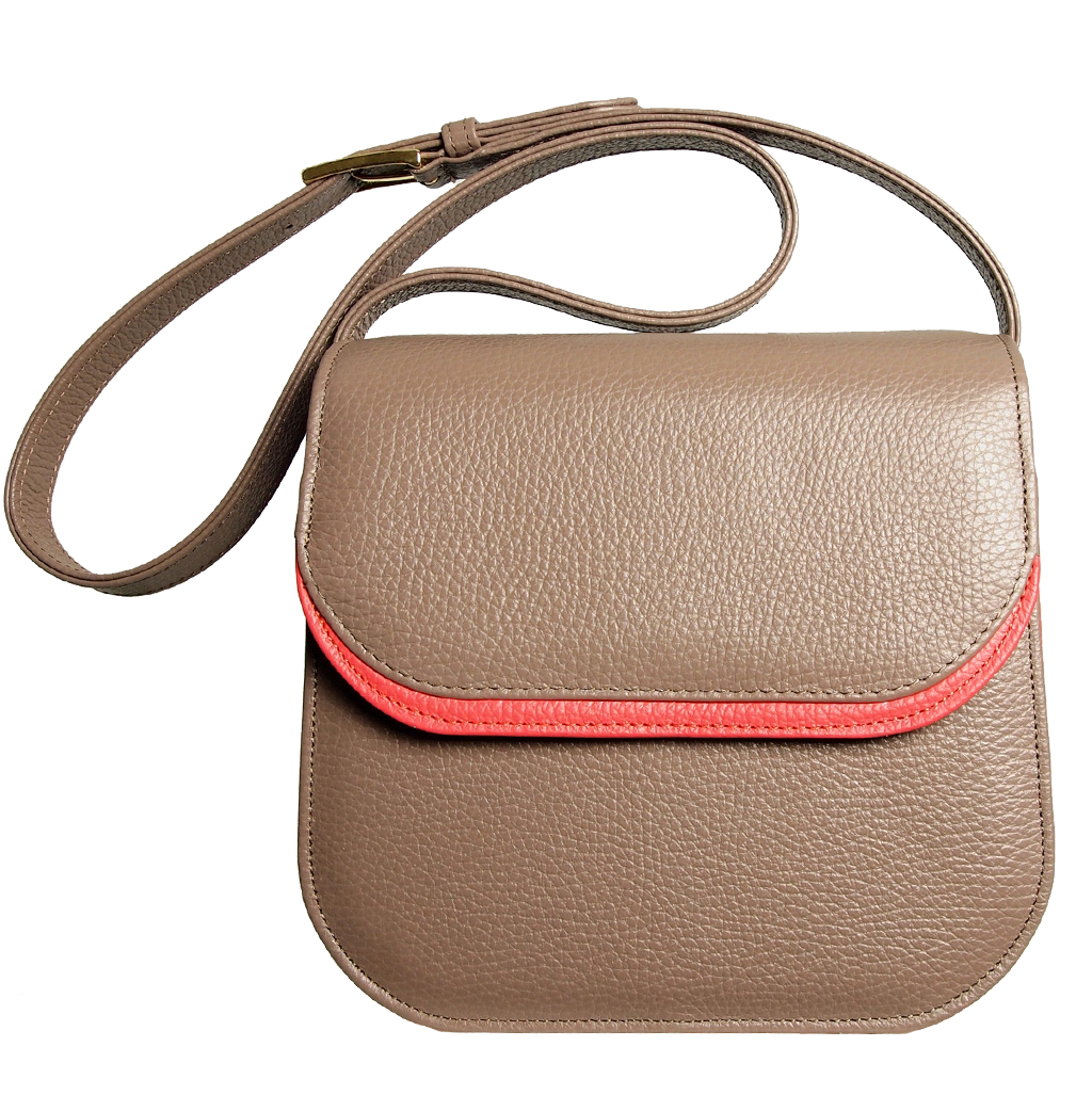 Midi Shoulder Bag Taupe-Coral