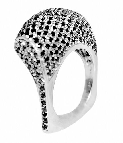 Thumbnail: Brilliant Black Diamond Ring14k White gold stylish Engagement Ring, Rare Black