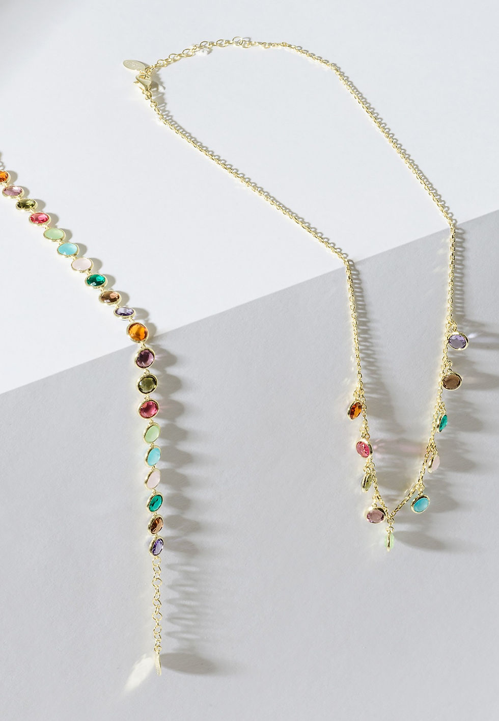 Thumbnail: Florence Multi Coloured Gemstone Necklace Gold