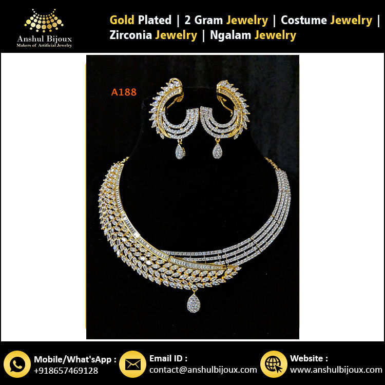 Thumbnail: American Diamond Jewelry African Design Set Bride Women