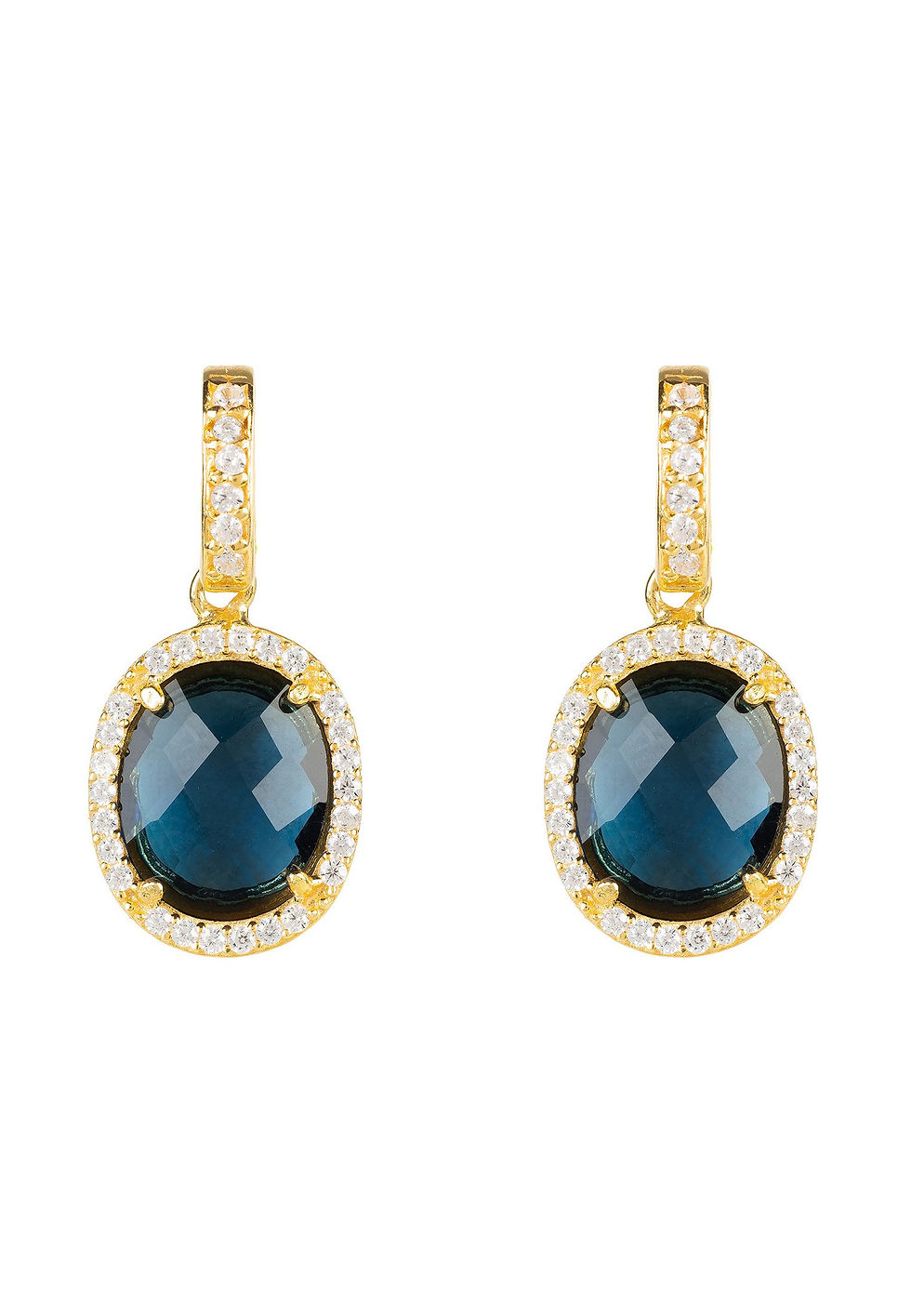 Beatrice Oval Gemstone Drop Earrings Gold Sapphire Hydro