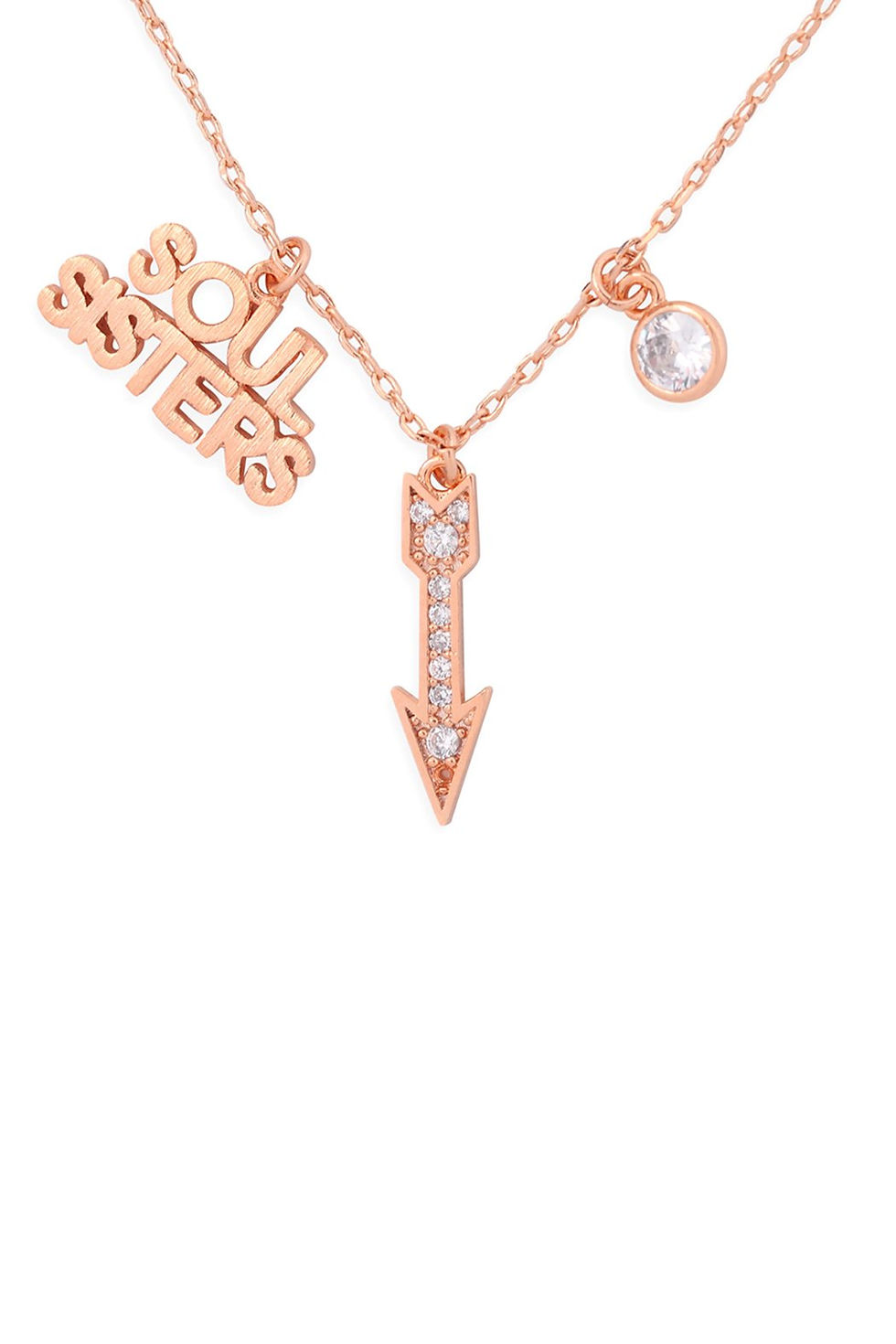 Thumbnail: Hdnfn381 - Soul Sisters Arrow Cubic Zirconia Pendant Necklace