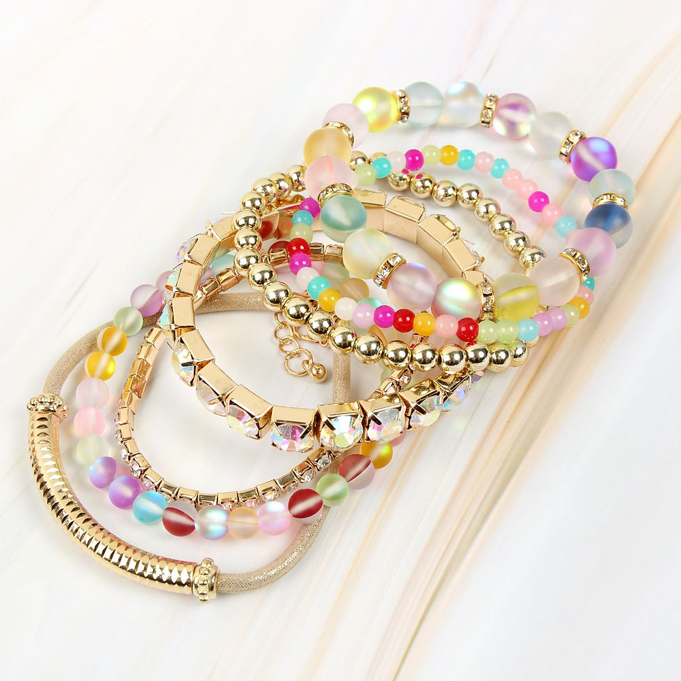 Thumbnail: Hdb2433 - Mermaid Glass Stretch Bracelet
