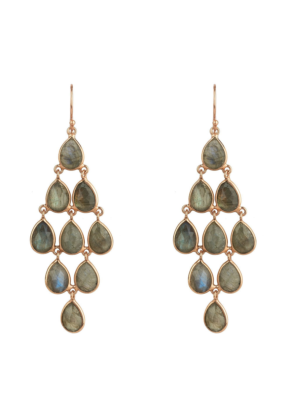 Erviola Gemstone Cascade Earring Rose Gold Labradorite