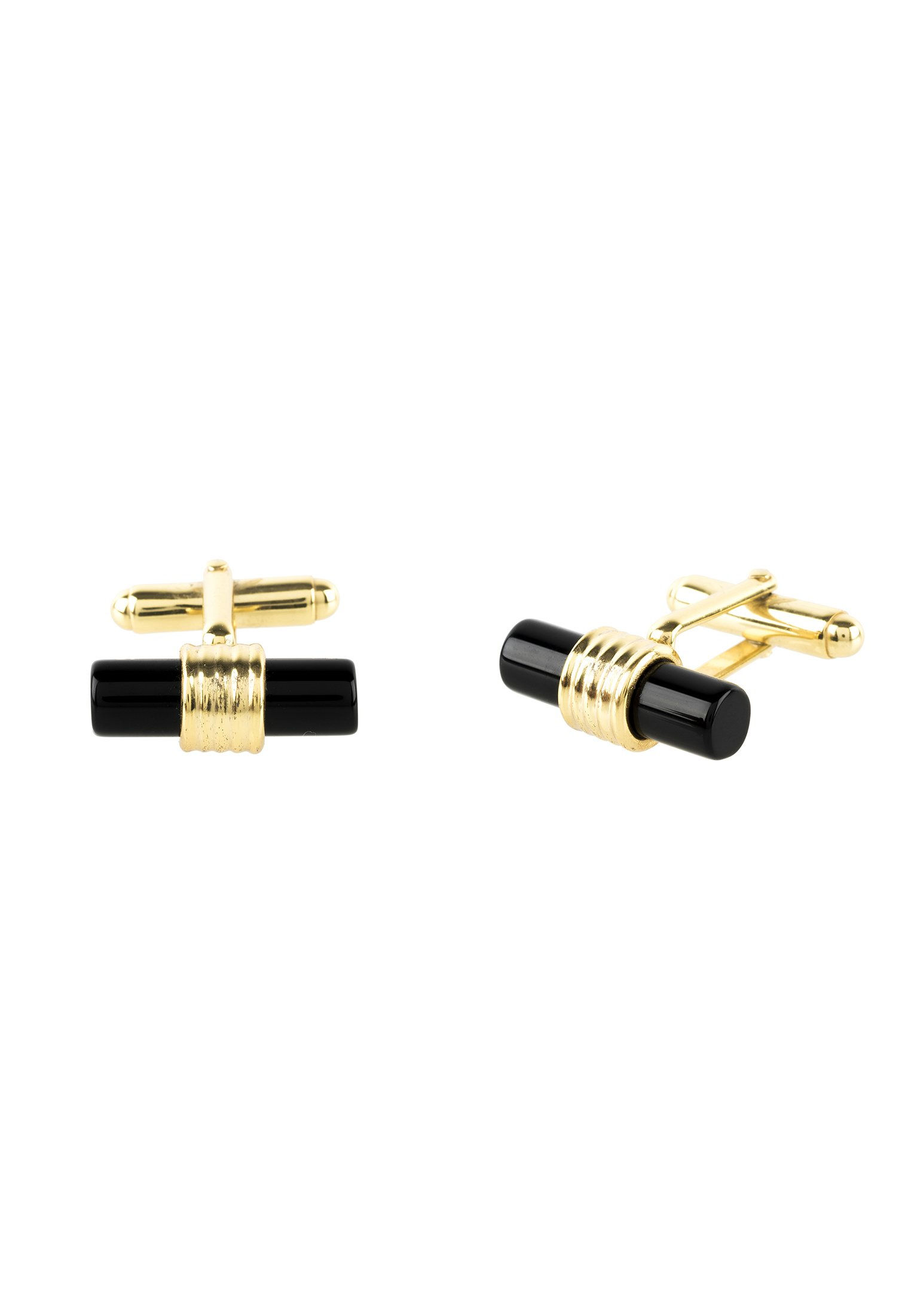 Cylindrical Cufflink Gold Black Onyx