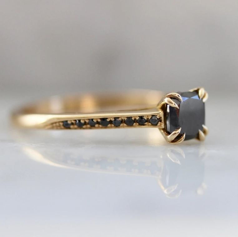 Thumbnail: Black 14K Diamond Ring