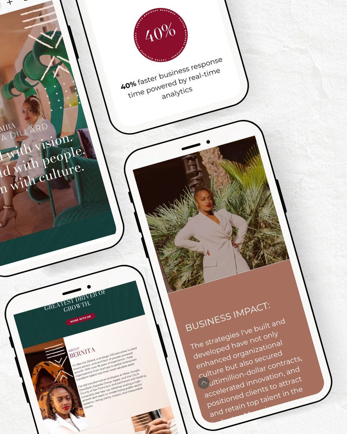 Mockups of the Bernita Dillard website on mobile