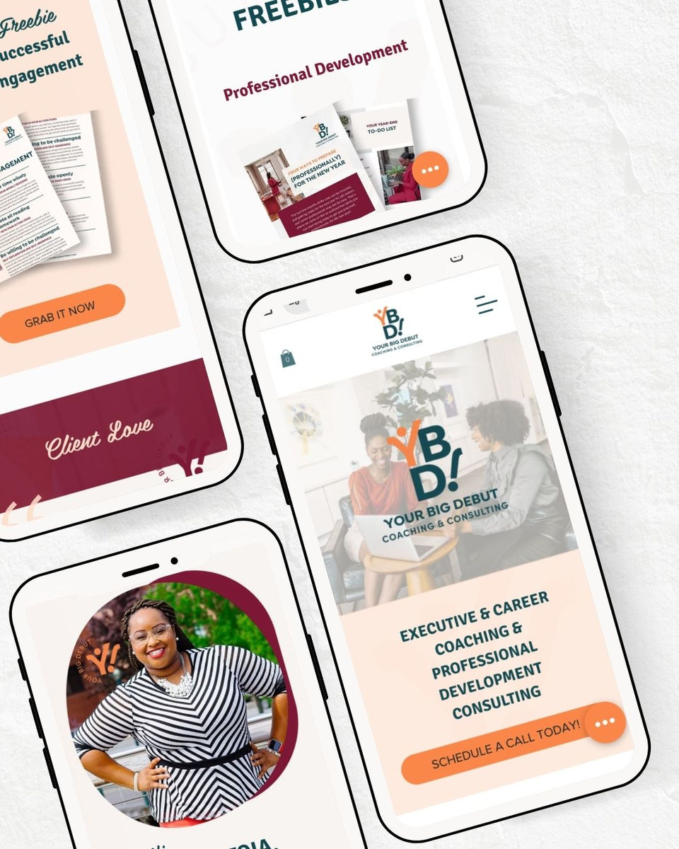 Mobile website mockups for YBD