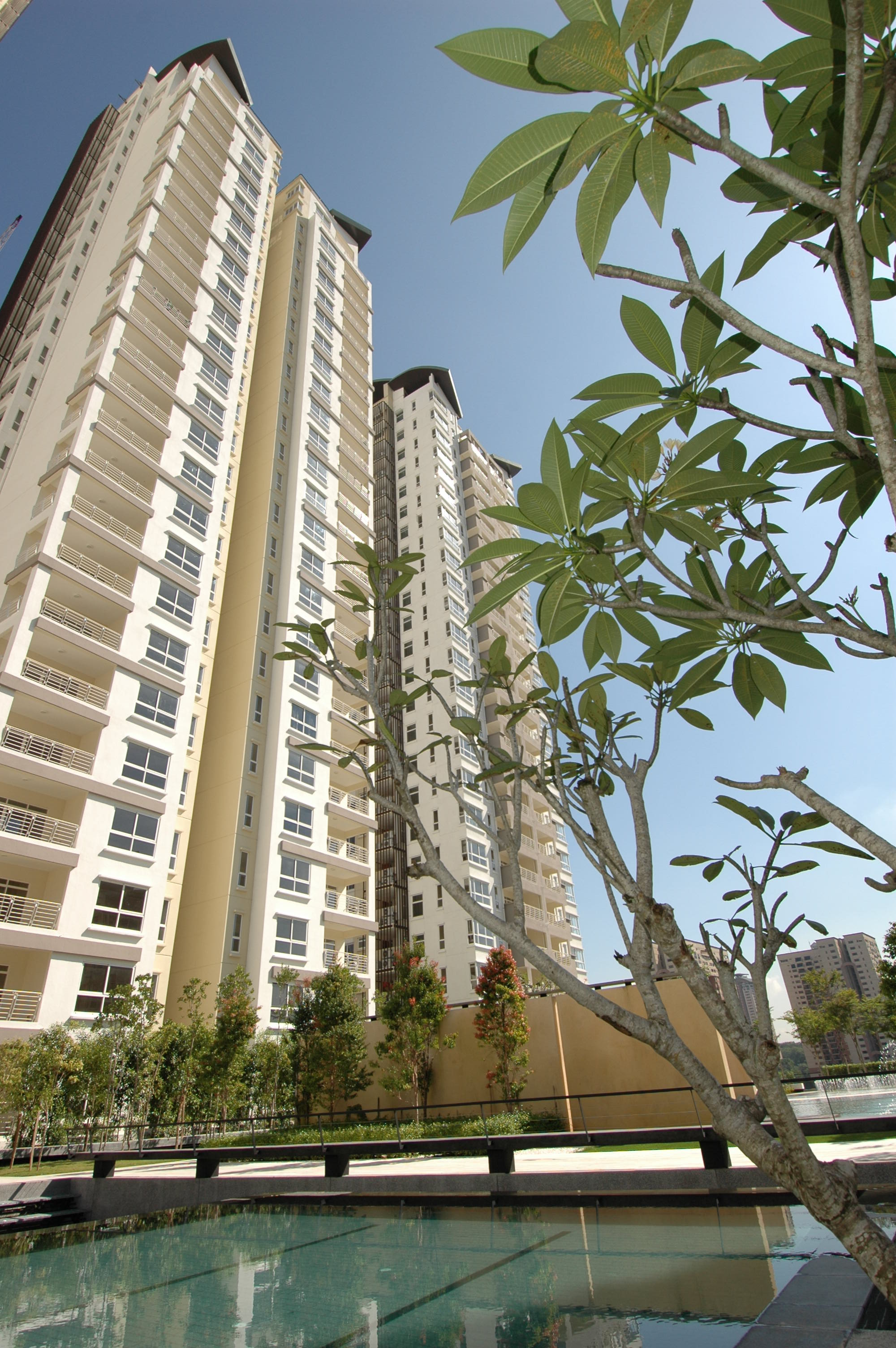 Hijauan Kiara: the towers seen from beside the pool