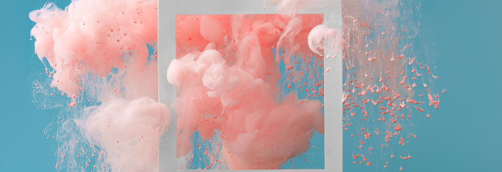 Abstract pastel coral pink color paint with pastel blue background. Fluid creative concept