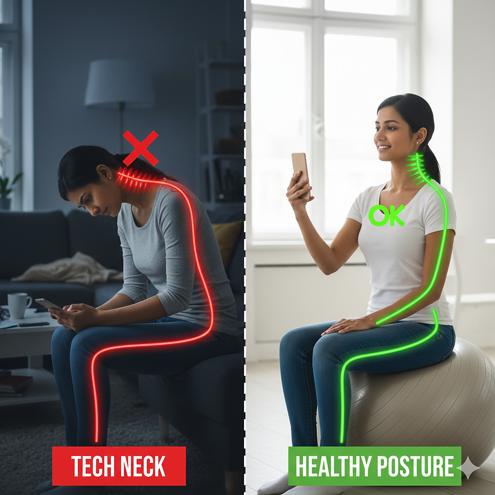 Woman using phone on couch with poor